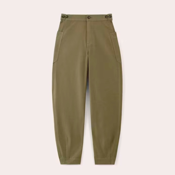 Everlane The Fatigue Barrel Pants High Rise Organic Cotton Linen Kalamata Size 8 - Picture 3 of 5